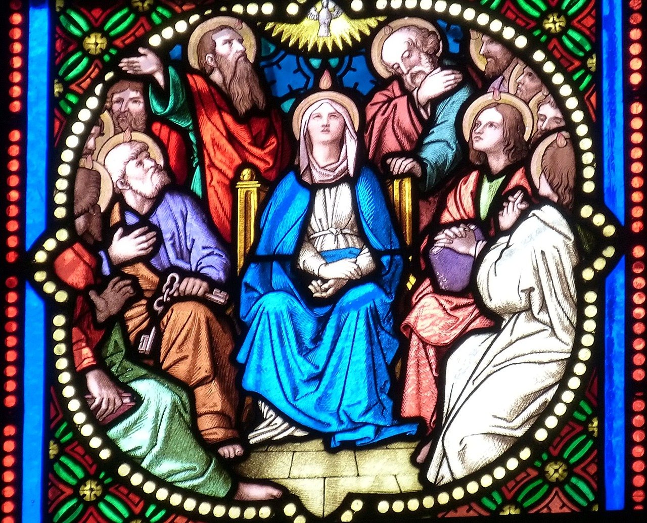 church, window, church window, stained glass, stained glass window, christianity, faith, jesus, christian, christ, historical, art, bible, pentecost, rheda-wiedenbrück, pentecost, pentecost, pentecost, pentecost, pentecost