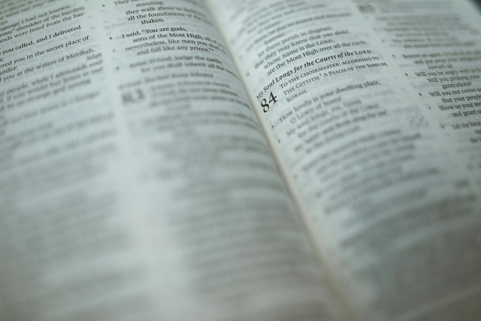 A detailed close-up of a Bible page with a highlighted Psalm, symbolizing faith and spirituality.