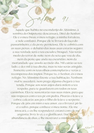 Salmo 91 (90) para Imprimir em Letras Grandes