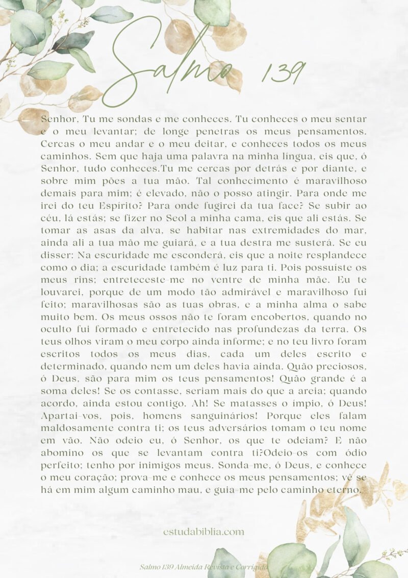Salmo 139 Completo para Ler e Imprimir