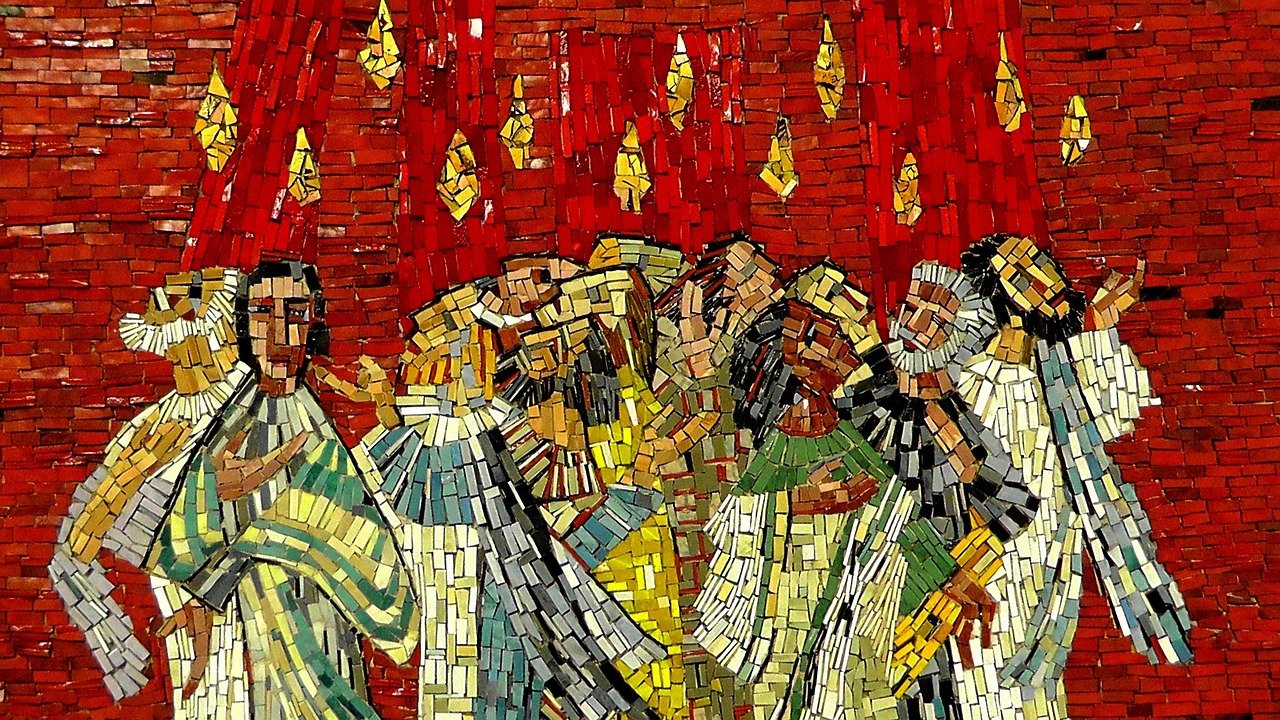 mosaic, picture, art, christians, believe, christianity, christian, pentecost event, fire, holy spirit, church, trier, basilica, holy spirit, holy spirit, holy spirit, holy spirit, holy spirit