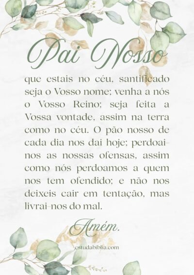 Oração Pai Nosso com Letras Grandes para Imprimir
