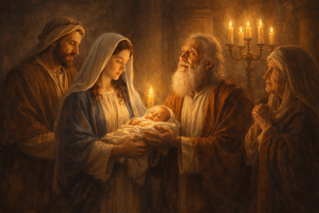 Apresentacao de Jesus bebe no Templo Simeao e Ana