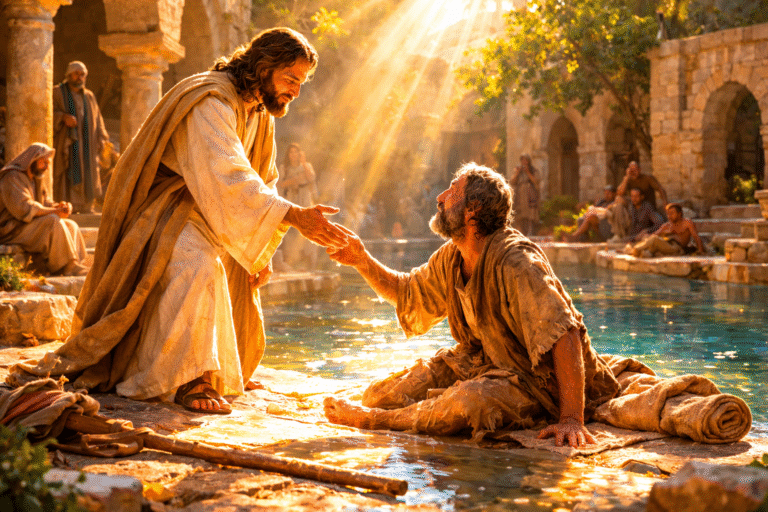 Jesus cura o homem paralítico na piscina de Betesda