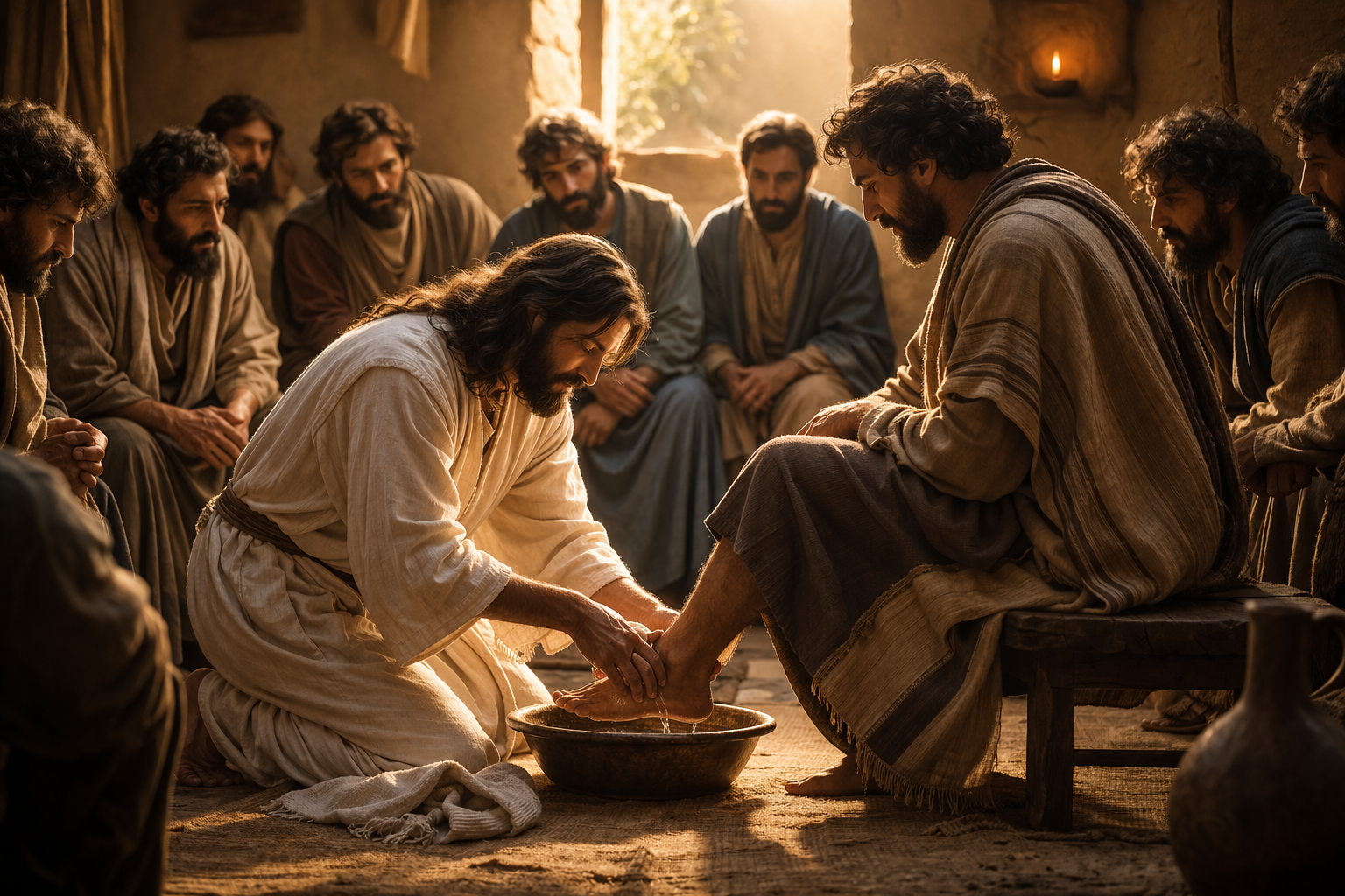 Jesus lava os pés dos discípulos