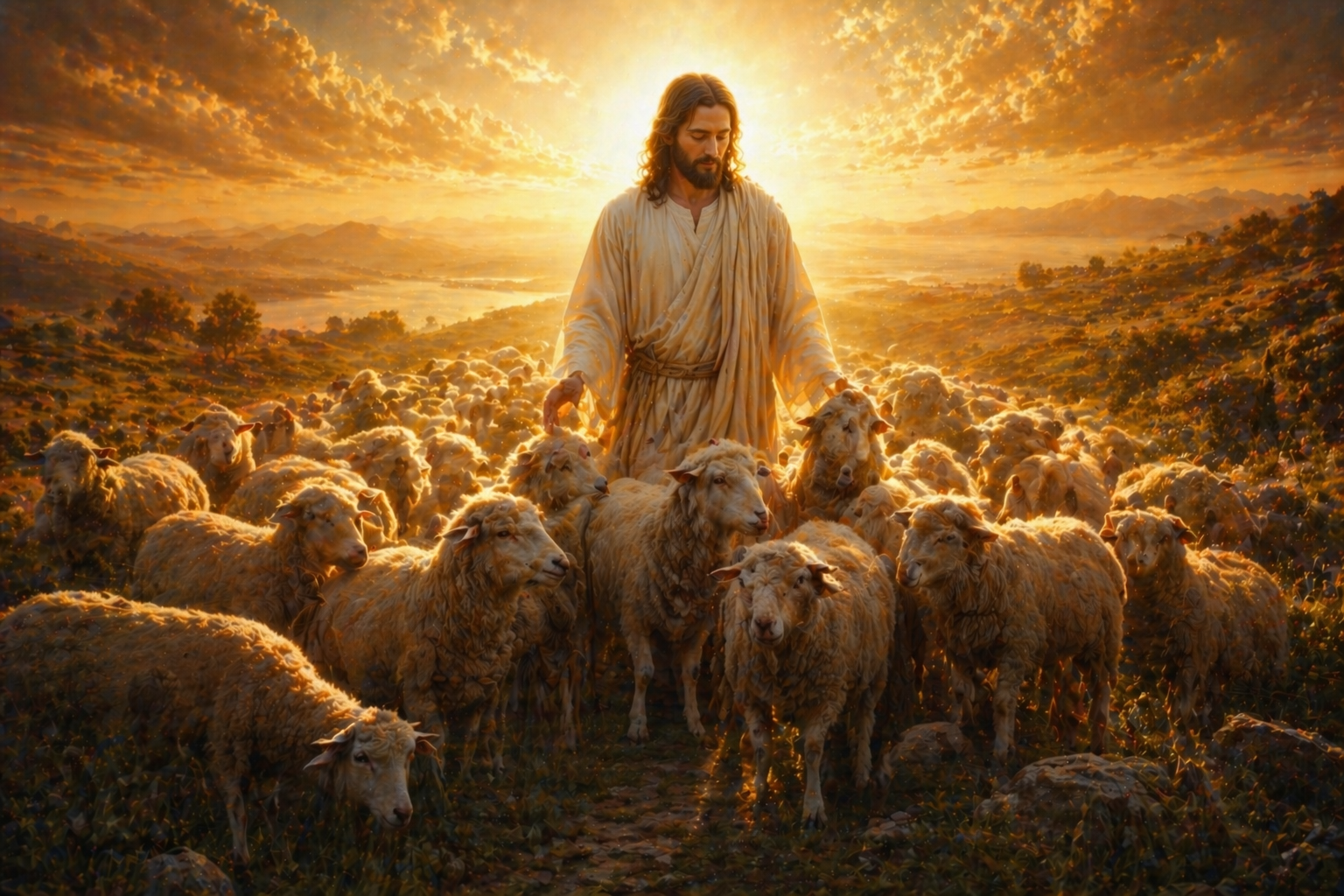 Jesus o bom pastor protege o seu rebanho