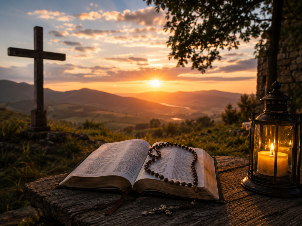 liturgia da manha com terço e leitura da pavra do dia